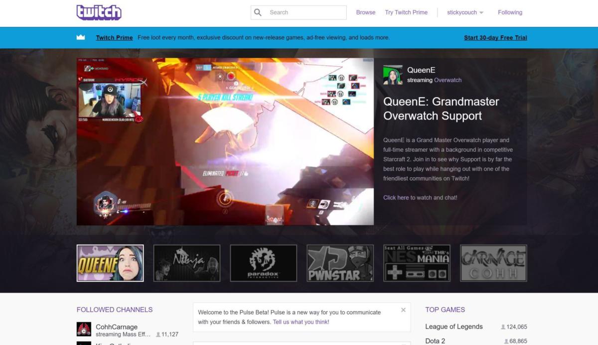 twitch games homepage