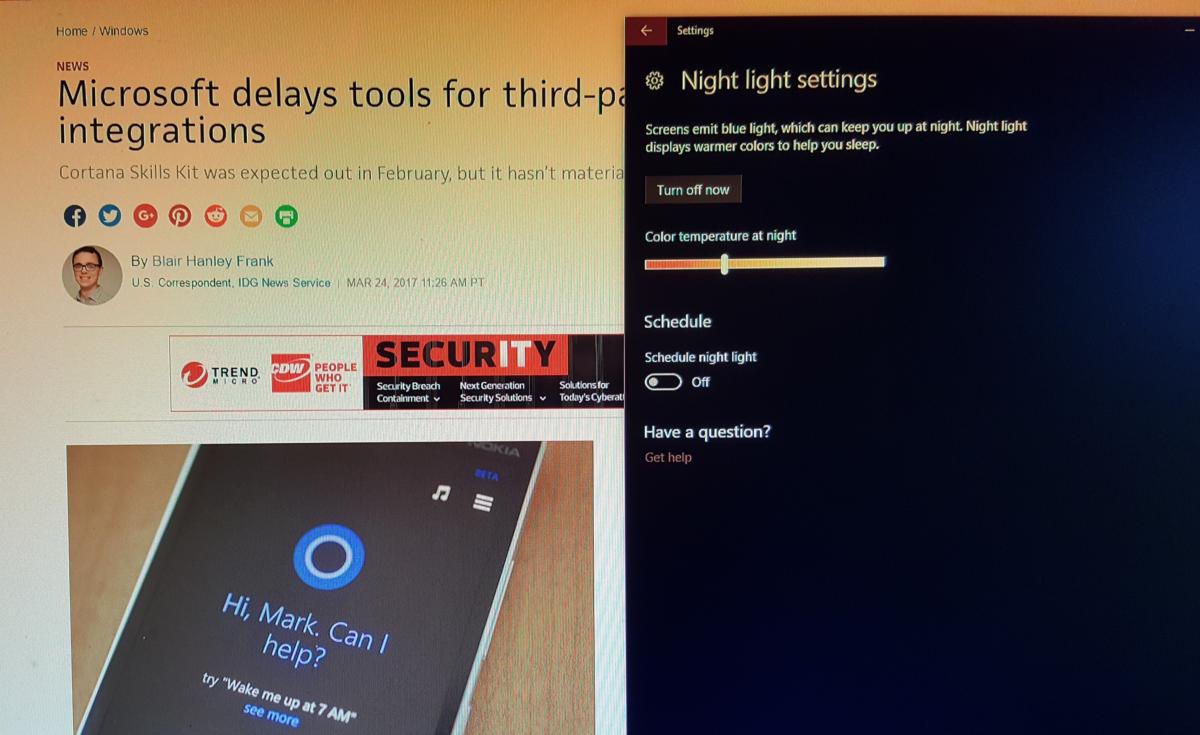 windows 10 creators update night light edit