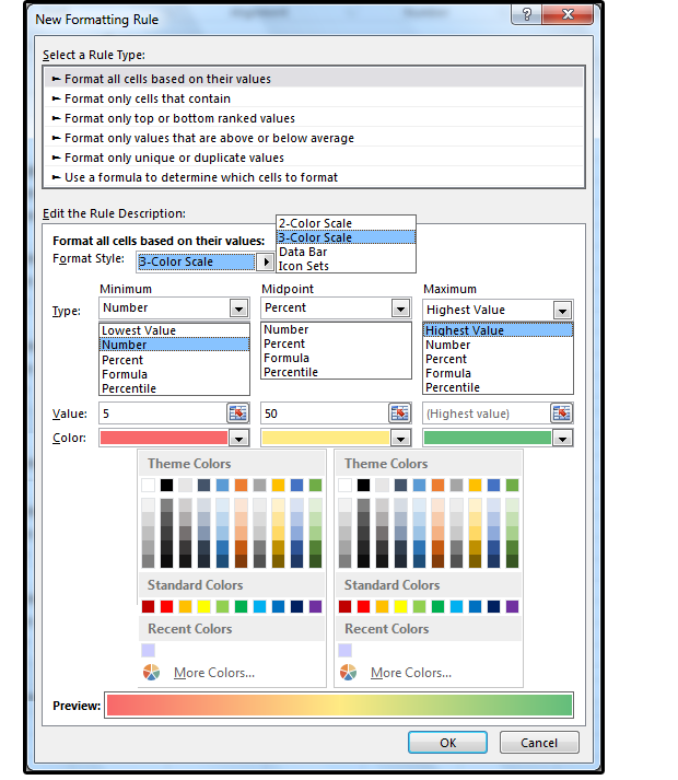 data bars conditional formatting excel 2016