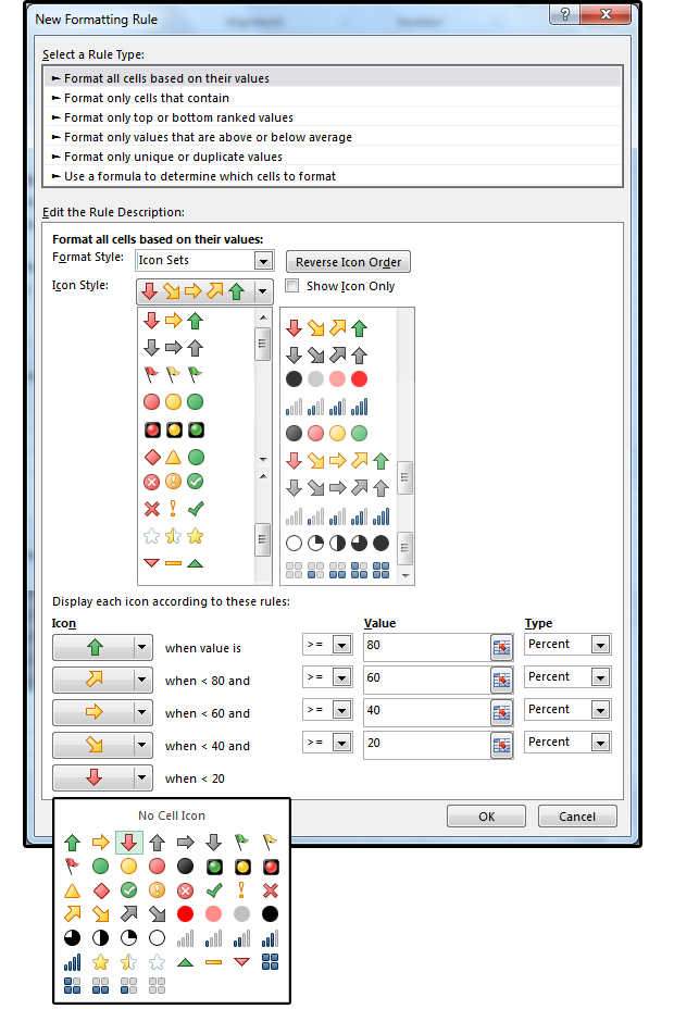 04 format cells based on their values icon sets