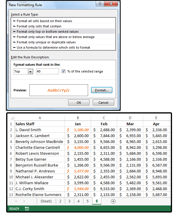 07 format only top or bottom ranked values