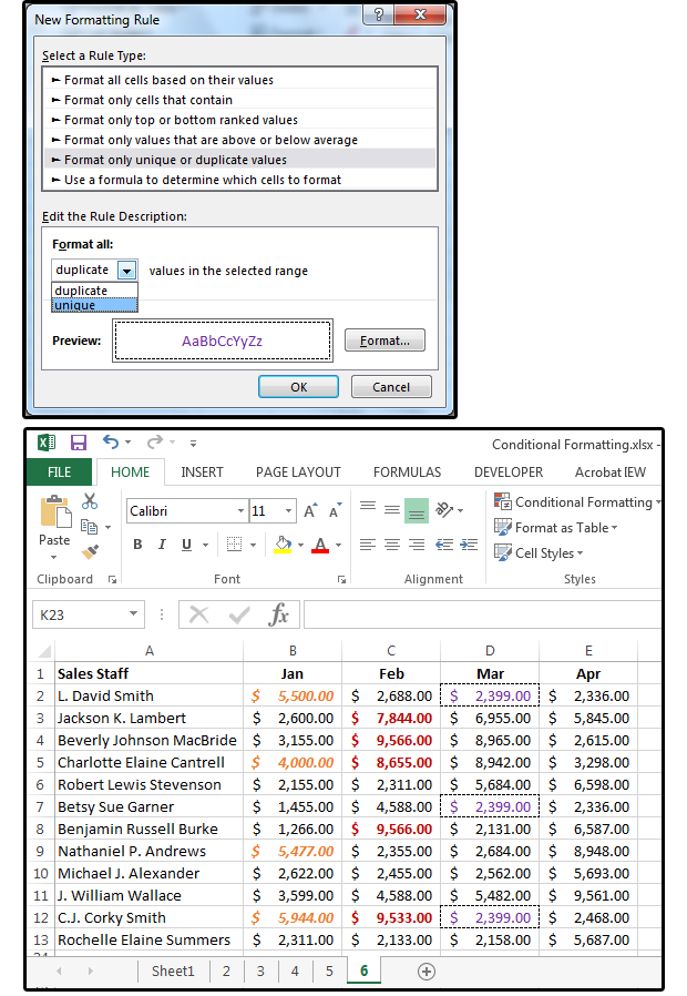 09 format only unique or duplicate values