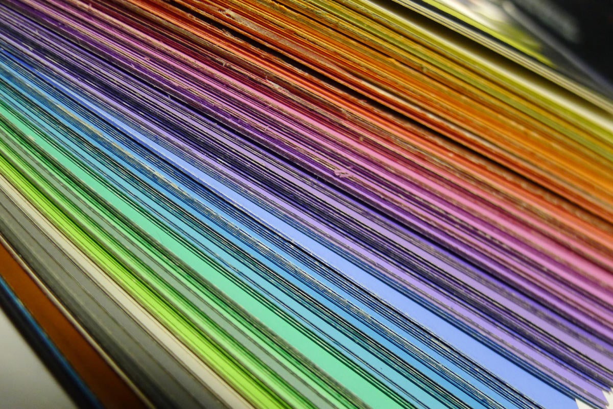 colors paper stacks lines rainbow