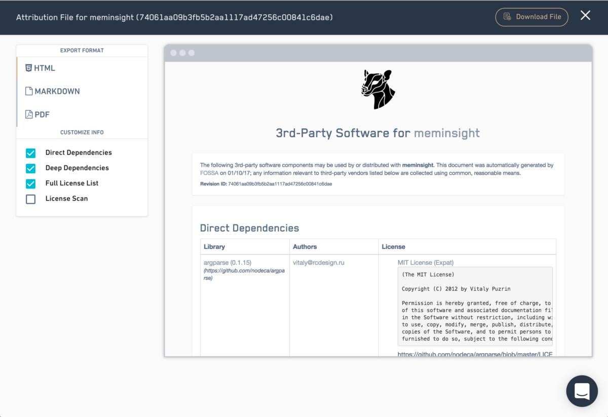 FOSSA feature reports