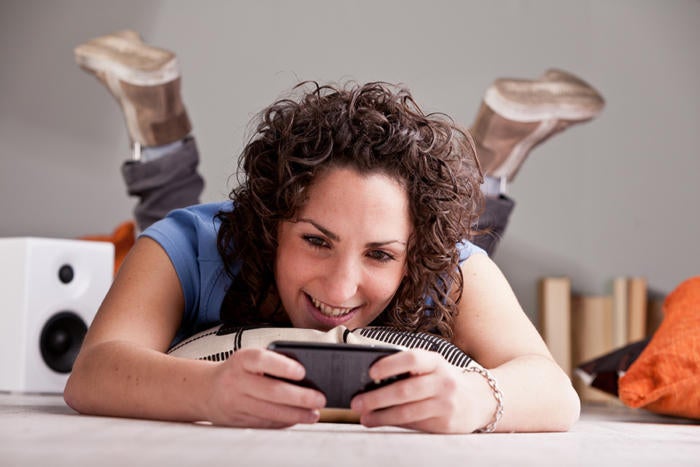 mobile gaming phone woman
