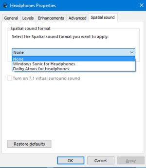 Windows sonic for discount headphones