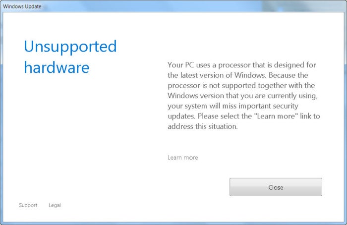 unsupported hardware