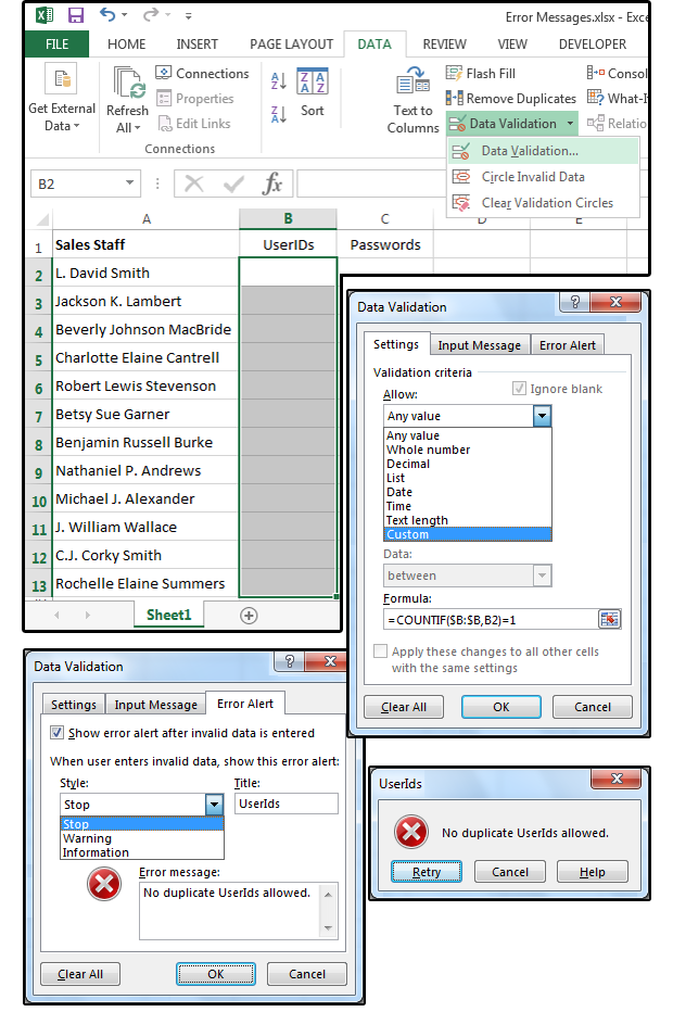 How to create custom Input & Error Messages In Excel | PCWorld