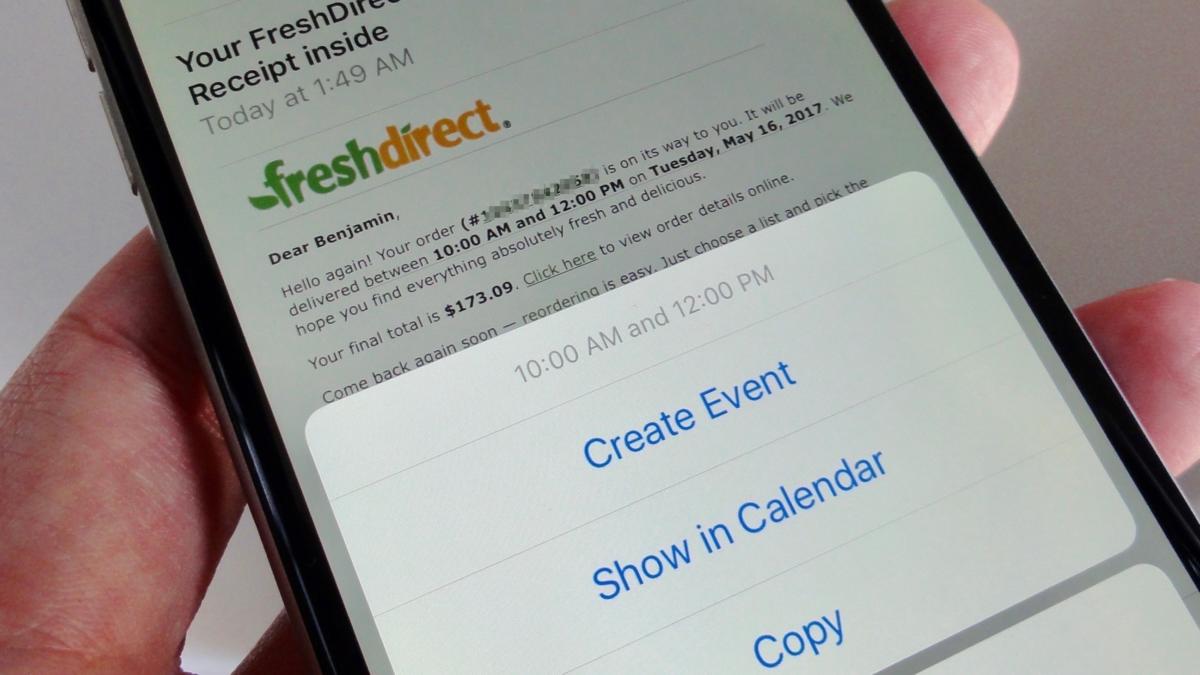 Create an event directly from a Mail message