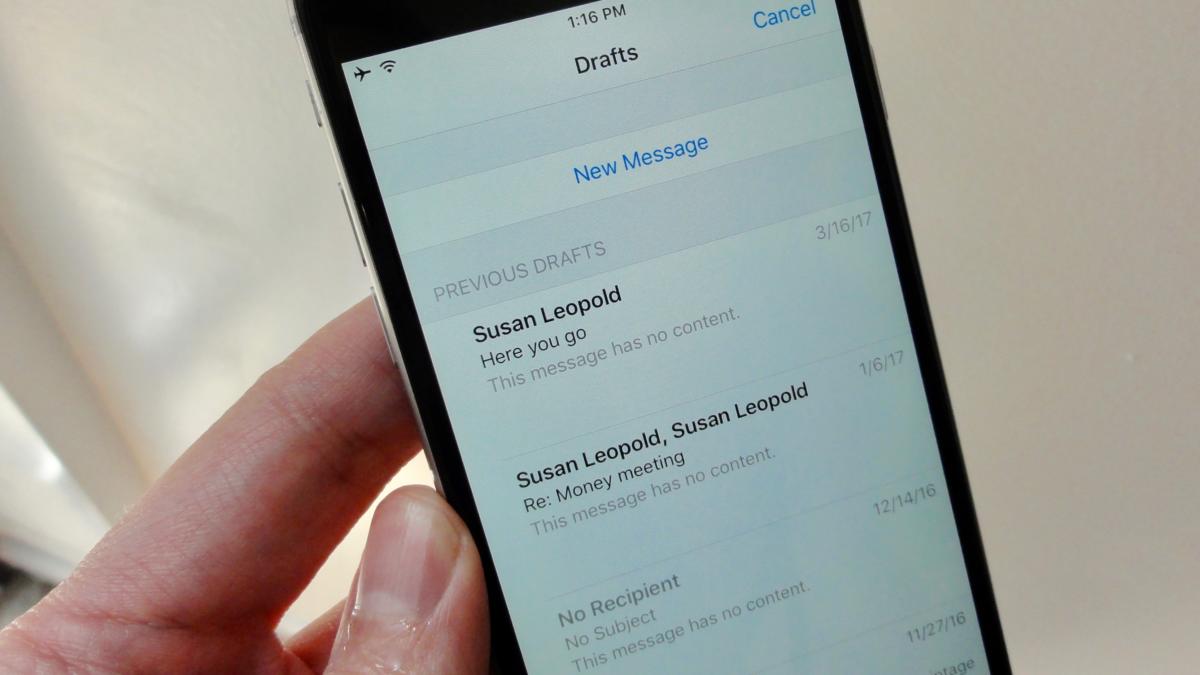 Jump directly to your draft Mail messages