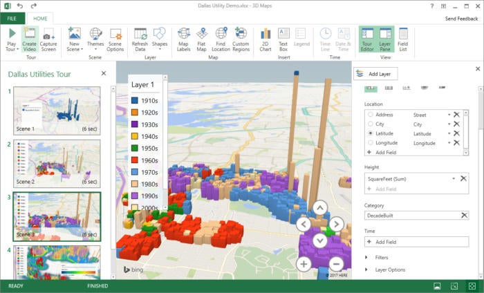 Excel 2016 3D map