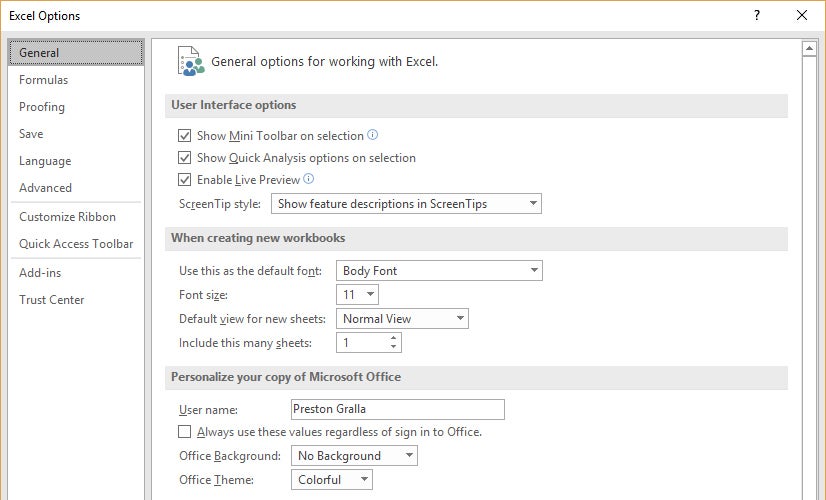 quick parts in excel 2016