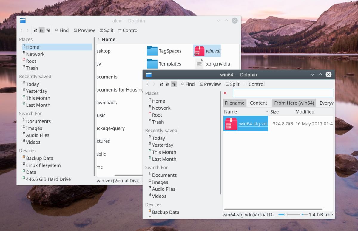 linux windows 10 virtual strorage files