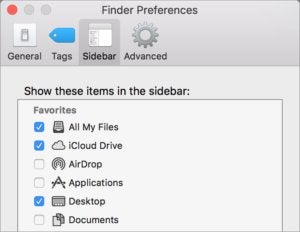 Настройка sidebar mac os