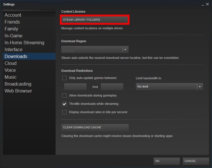 how to change steam directory