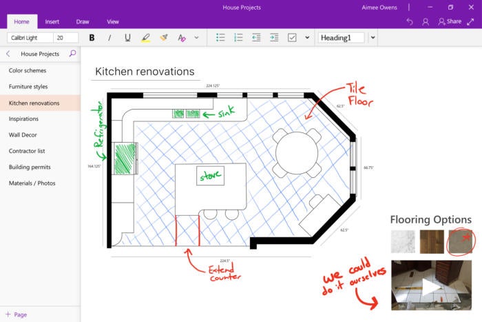 Microsoft OneNote UI