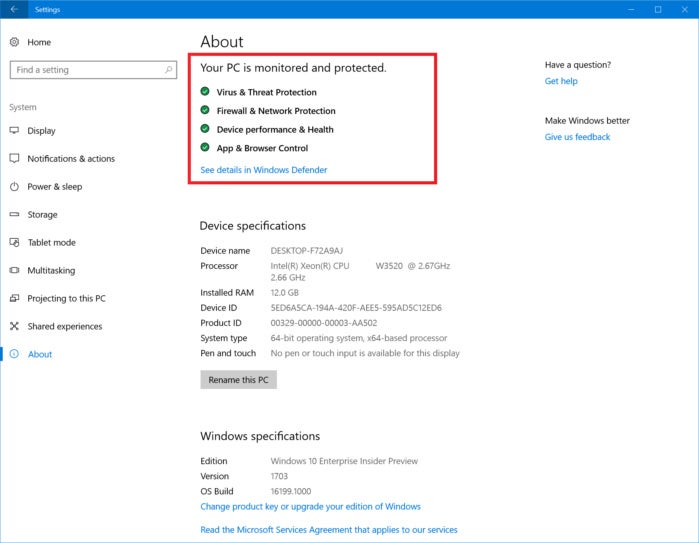 windows 10 settings system health