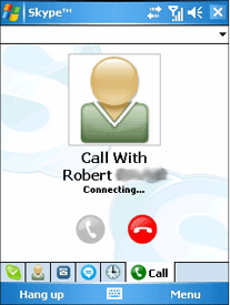 screen shot of Skype on Windows Mobile