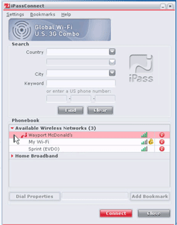 iPassConnect User Interface
