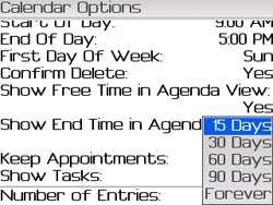 RIM BlackBerry Calendar Options Screen Shot