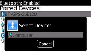 Screenshot of BlackBerry pairing with computer screen