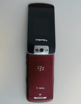 Rear shot   of RIM BlackBerry Pearl 8220 (open)