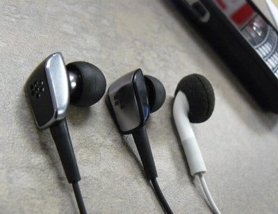 image of BlackBerry Premium Multimedia Headset, Premium Stereo Headset and Apple iPhone Earbud