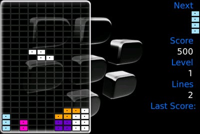 screen shot of BBTetris in Action