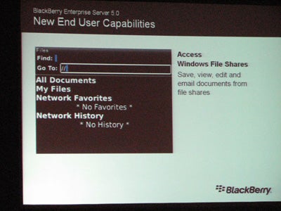 screen shot of BlackBerry Enterprise Server (BES) 5.0