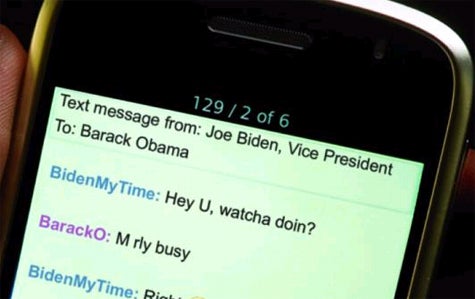 Text Conversation between Barack Obama and Joe Biden (joke