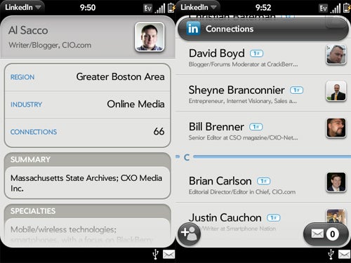 LinkedIn for Palm Prwe Screen Shots