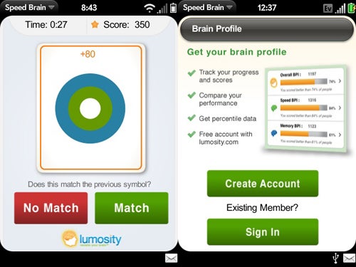 Speed Brain for Palm Pre Screen Shots