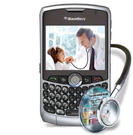 image of   BlackBerrty Curve 8330 with Stethoscope