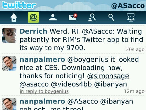 RIM's Twitter for BlackBerry App