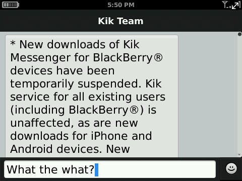 Message from Kik to BlackBerry Users