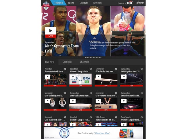 NBC Olympics Live Extra iPad screen shot