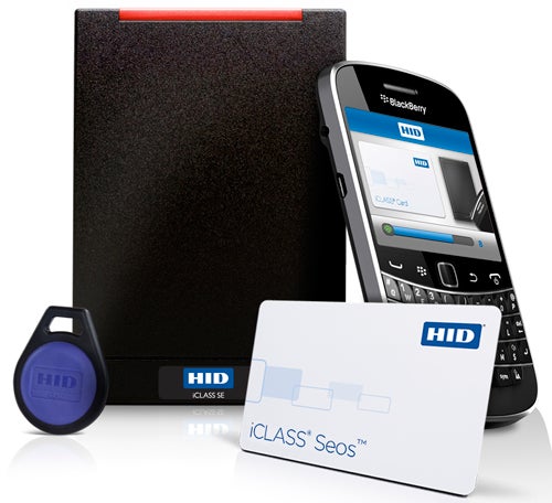 HID reader with keyfob, badge and NFC-based digital credentials on a BlackBerry