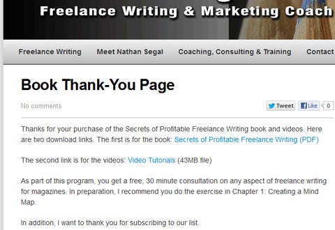 Sample thank you page