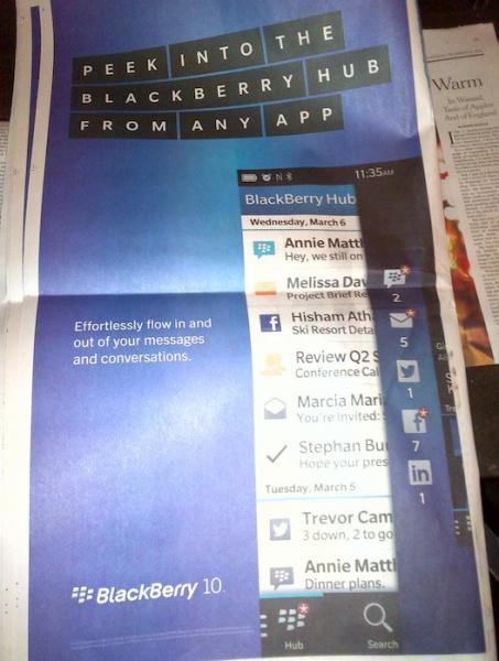 RIM BlackBerry 10 New York Times NYT ad