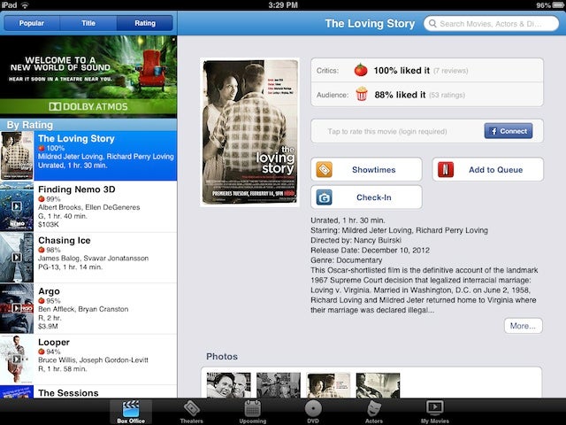 Flixster iPad screen shot