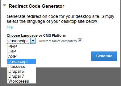 GoMobi Redirect Code Generator