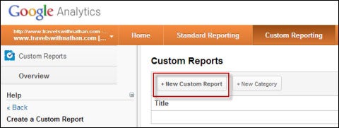 Google Analytics Create New Custom Report