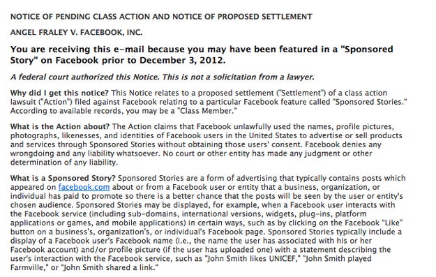 Facebook's Sponsored Stories lawsuit