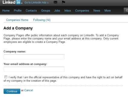 LinkedIn Add a Company Page Fields