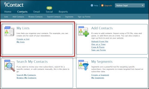 iContact Contacts Page