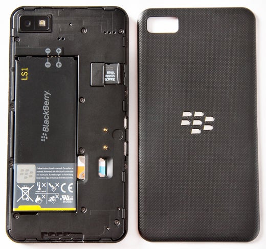 BlackBerry Z10   with battery cover removed