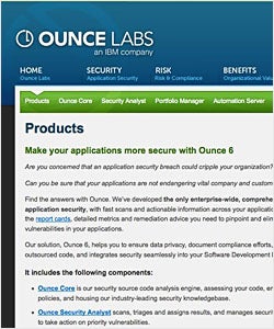 Source code analysis vendors include Ounce Labs/IBM, Veracode, Fortify, Coverity