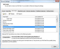 Microsoft Outlook RSS feeds