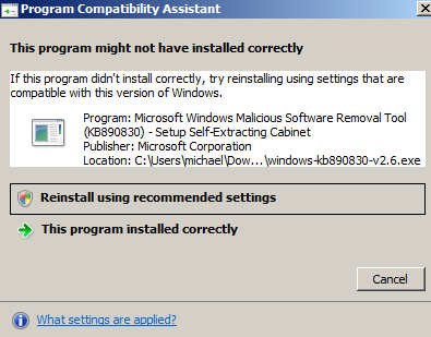 windows malicious software removal tool x64 installing 0