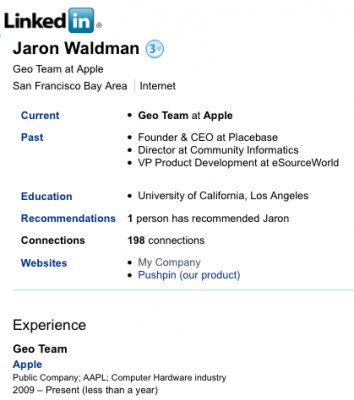 Jaron Waldman PlaceBase Apple maps